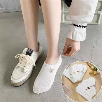 Женские носки, весенне-летние носки, носки-лодочки с неглубоким носком, милые тонкие дышащие носки-невидимки One size