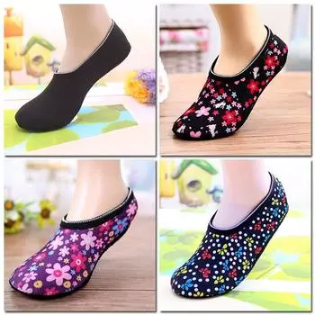 Женские носки, зимние носки-тапочки с леопардовым цветочным принтом, бархатные домашние короткие нескользящие супер мягкие носки-лодочки для йоги, теплые тапочки, носки S чёрный