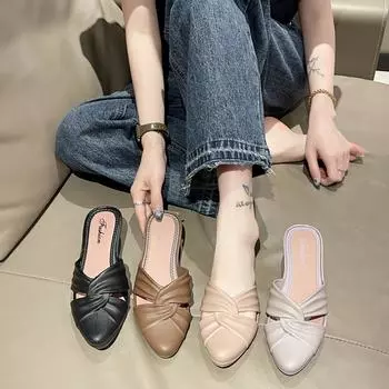 Женские новые летние модные однотонные туфли из ПВХ с острым носком и толстым каблуком, женские сандалии на низком каблуке 36