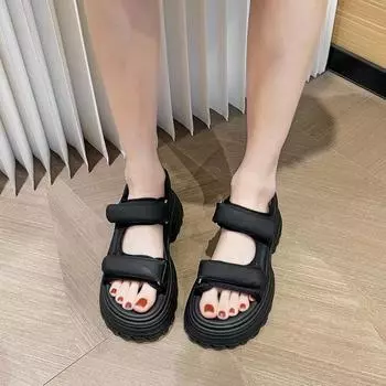 Женские новые летние модные повседневные сандалии на платформе 35 чёрный