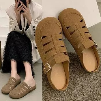 Женские новые летние модные толстые подошвы нескользящие ретро повседневные сандалии 35 хаки