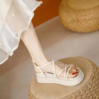 Женские новые летние сандалии в стиле феи с мягкой подошвой 32 чёрный