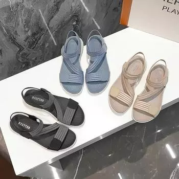 Женские новые модные элегантные сандалии летние новые уличные спортивные пляжные босоножки на танкетке для увеличения роста женские удобные открытые носки 36 чёрный