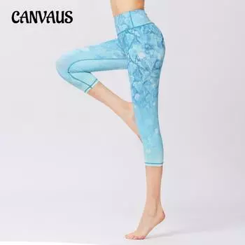 Женские новые напечатанные высокоэластичные дышащие спортивные укороченные брюки для фитнеса и йоги S