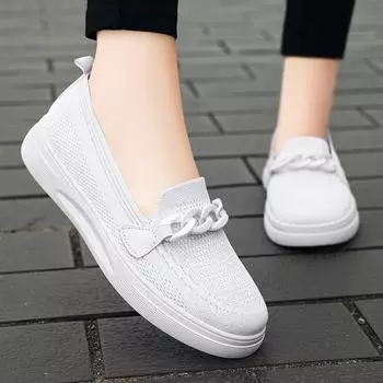 Женские новые нескользящие удобные дышащие туфли для мам из хлопчатобумажной ткани 36 белый