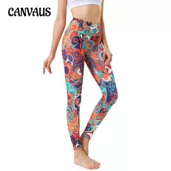 Женские новые обтягивающие штаны с принтом, увеличивающие талию и бедра, для занятий йогой, быстросохнущие S