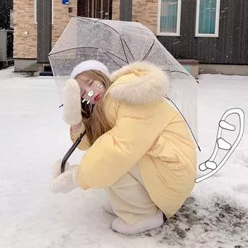 Женские новые однотонные парки, зимняя модная утепленная теплая стеганая куртка с капюшоном и большим меховым воротником, женская повседневная свободная куртка-пуховик с карманами S