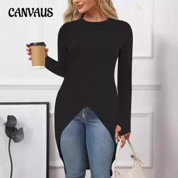 Женские новые однотонные платья с круглым вырезом и длинными рукавами с разрезом, повседневные, средней длины, для поездок на работу S чёрный