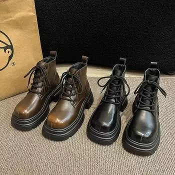 Женские новые осенне-зимние и осенние сапоги Женские туфли Короткие сапоги на толстой подошве Женские сапоги 35-40 35