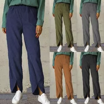 Женские новые осенне-зимние толстые легкие обтягивающие прямые брюки для отдыха L армия зеленый