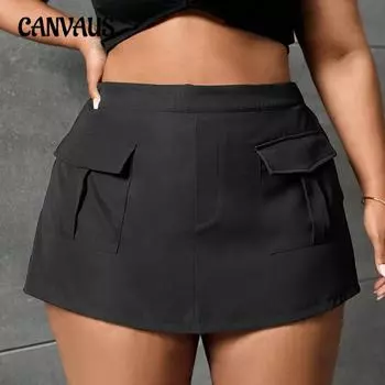 Женские новые повседневные шорты прямого покроя с эластичной талией 1XL чёрный