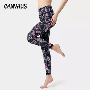 Женские новые принтованные облегающие штаны для йоги с высокой талией и подъемом бедер для занятий фитнесом и танцами S