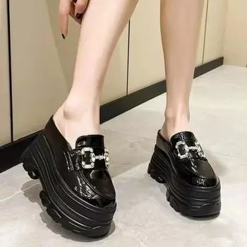 Женские новые роскошные дизайнерские вулканизированные туфли с металлической пряжкой, женские весенние простые однотонные туфли на плоской подошве для банкета и вечеринки 35