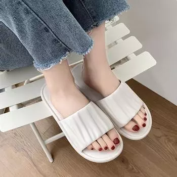Женские новые тапочки с мягкой подошвой, дезодорирующие, гофрированные, домашние тапочки для ванной, модные шлепанцы для дома 36-37 белый