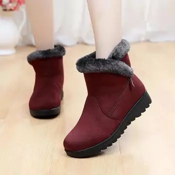 Женские новые зимние ботинки из хлопка, женские, теплые, плюшевые, зимние ботинки Botas Outdoor, нескользящие, на молнии, повседневные, удобные ботинки Mujer 35 чёрный
