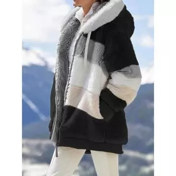 Женские новые зимние теплые куртки осенние плюшевые карманы с капюшоном длинные рукава пальто сшитый толстый кашемир женские куртки клетчатые пальто L синий