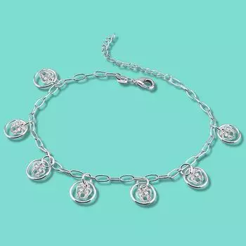 Женские ножные браслеты из стерлингового серебра 925 пробы, милая подвеска в виде короны, женские популярные серебряные цепочки 28 см, летние украшения для тела, подарок на день рождения 28CM