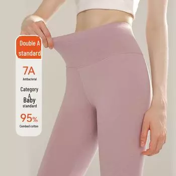 Женские облегающие брюки 7A из антибактериального хлопка с высокой талией на осень — легкие, с защитой от клещей, большого размера, с теплой внутренней частью. XL розовый/телесный