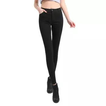 Женские облегающие брюки больших размеров с застежкой-молнией 6XL чёрный