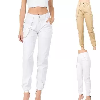 Женские облегающие брюки-карго с высокой талией и камуфляжным ремнем