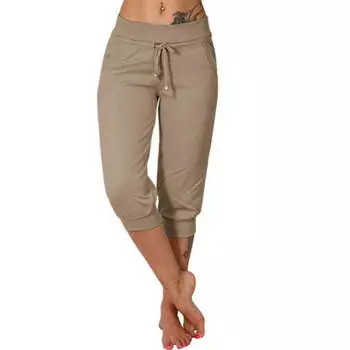 Женские облегающие брюки, повседневные, однотонные, со шнурком, карманами, спортивные брюки 2XL чёрный