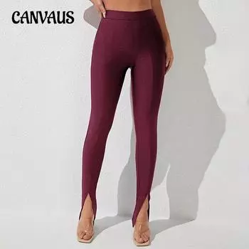 Женские облегающие брюки с открытой спиной и микроклеш, модные однотонные брюки S чёрный