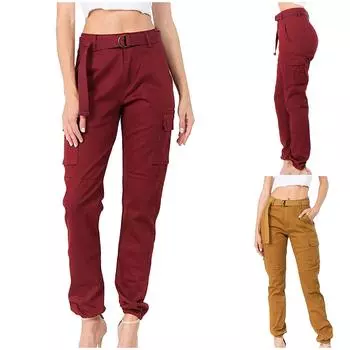 Женские облегающие камуфляжные брюки-карго с высокой талией для бега в тон XXL жёлтый