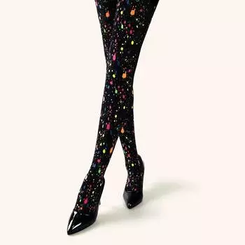 Женские облегающие колготки с принтом, нейлоновые черные тонкие чулки с рисунком, сексуальное женское белье One Size чёрный