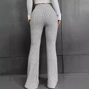 Женские облегающие леггинсы для йоги с высокой талией в серо-белую полоску L серый/белый