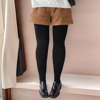 Женские облегающие леггинсы с высокой талией из хлопковой смеси с бархатом в полоску для весны и осени, в японском стиле 100 carat wool, Large size чёрный