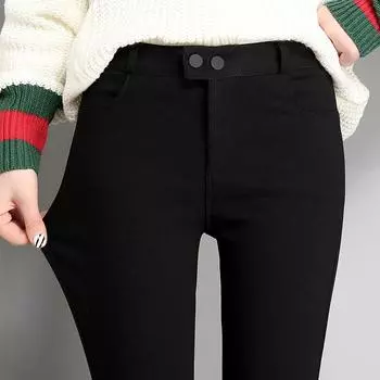 Женские облегающие леггинсы с высокой талией - Новые облегающие черные брюки-карандаш для ранней осени S