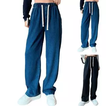 Женские облегающие леггинсы с завязками спереди и сзади, карманы с отверстиями, рабочие брюки, джинсовые брюки L синий