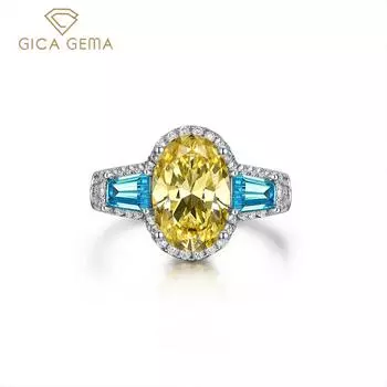 Женские обручальные кольца GICA GEMA из стерлингового серебра с большими овальными розовыми, белыми, желтыми высокоуглеродистыми бриллиантами, ювелирные украшения для вечеринок US 5 розовый