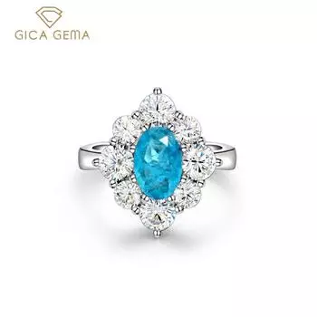 Женские обручальные кольца GICA GEMA из стерлингового серебра 925 пробы с сапфиром, сверкающие высокоуглеродистые бриллианты, ювелирные украшения для помолвки и вечеринки US 5 синий