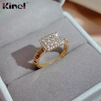 Женские обручальные кольца из розового золота 585 пробы с блестящим цирконом Kinel 7 розового золота