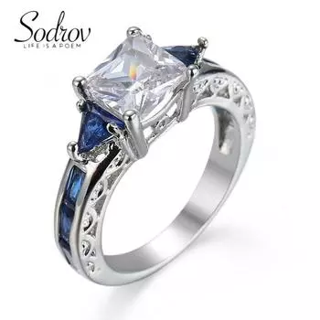 Женские обручальные кольца SODROV с кристаллами циркона 5