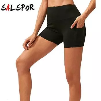 Женские обтягивающие быстросохнущие брюки с поясом и карманами для бега, фитнеса, йоги, три четверти