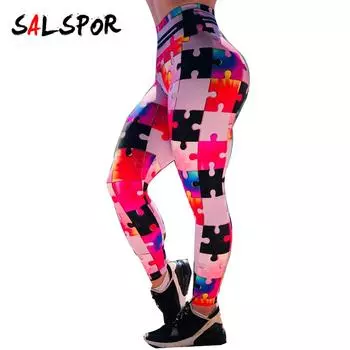 Женские обтягивающие леггинсы с высокой талией и принтом для бега, фитнеса, йоги, брюки