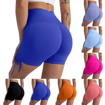 Женские обтягивающие штаны для йоги с высокой талией, штаны из трех частей, спортивные шорты для подтяжки бедер и компрессии живота L чёрный