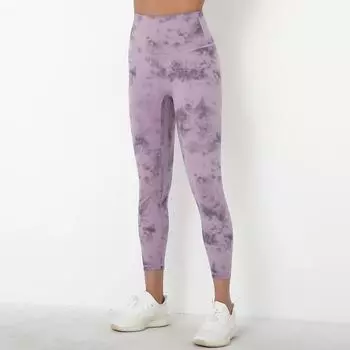 Женские обтягивающие спортивные штаны для фитнеса с высокой талией, подтягивающие бедра, окрашенные в галстук, для женщин, тонкие штаны для йоги телесного цвета S синий