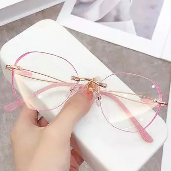 «Женские очки для чтения без оправы с алмазной огранкой и защитой от синего света — стиль «блестящая пудра»» 200° Both Eyes