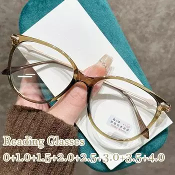 Женские очки для чтения «кошачий глаз», мужские, унисекс, анти-синий свет, очки для дальнего зрения, модные, пресбиопия, плюс диоптрии 0+1,0+4,0 +100