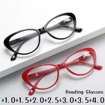 Женские очки для чтения «кошачий глаз», винтажный классический дизайн, очки для дальнего зрения, женские очки для коррекции зрения при пресбиопии синего света +1,0 до +4,0 4.0 красный