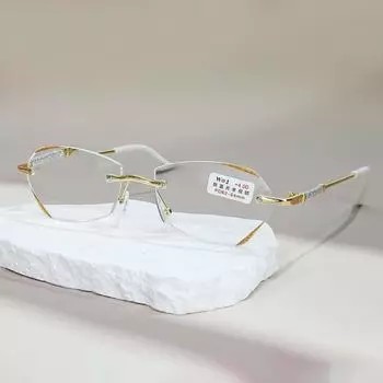 Женские очки для чтения, модные очки без оправы для пресбиопии, оптические очки для дальнозоркости, рефракционная сила от +1 до +4,0 +1