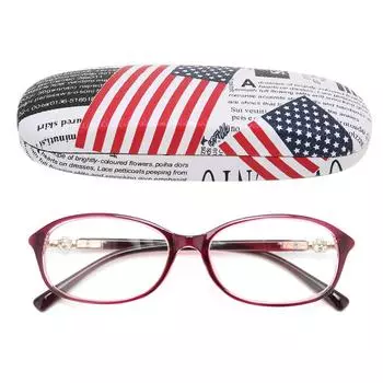 Женские очки для чтения с блокировкой синего света, простые элегантные очки для чтения с футляром +200