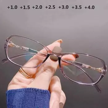 Женские очки для чтения с защитой от синего света, женские простые модные очки для дальнозоркости, очки-лупа для дальнозоркости + 1,0 ~ + 4,0 +1.0 коричневый