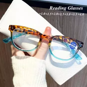 Женские очки для чтения с защитой от синего света, компьютерные очки с прозрачными линзами, леопардовая оправа, плюс очки для чтения +1.0 синий/леопардовый