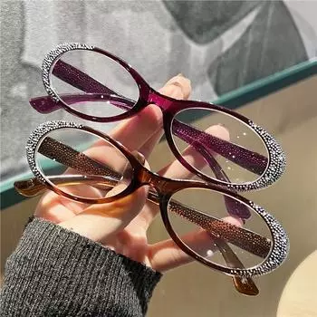 Женские очки для чтения в маленькой оправе, овальные, блокирующие синий свет, очки для пресбиопии, оправы +1,0+1,5+2,0+2,5+3,0+3,5+4,0 унисекс +100 чёрный