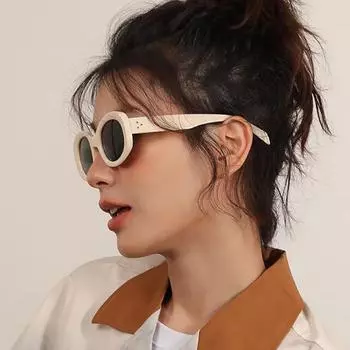 Женские очки для уличной стрельбы для вождения пригородных путешествий, солнцезащитные очки с защитой от ультрафиолета, модные индивидуальные ретро хип-хоп овальные солнцезащитные очки