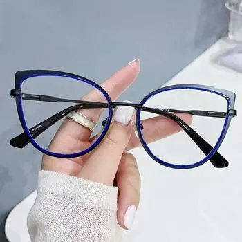 Женские очки «кошачий глаз» с защитой от синего света, фиолетовые, золотые оправы, дизайнерские очки, зеленые большие оптические очки, оправа для очков